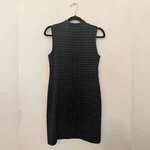 Theory Black & Gray Gingham Knit Dress Sz XS/P Mock High Neck Capsule Wardrobe